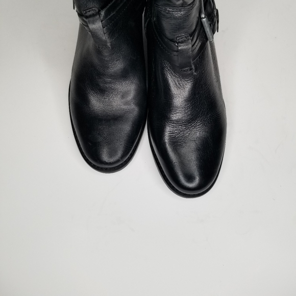 MATISSE NWOT Wide Calf Black Leather Moto Riding Boot with Back Zipper - Picture 3 of 9